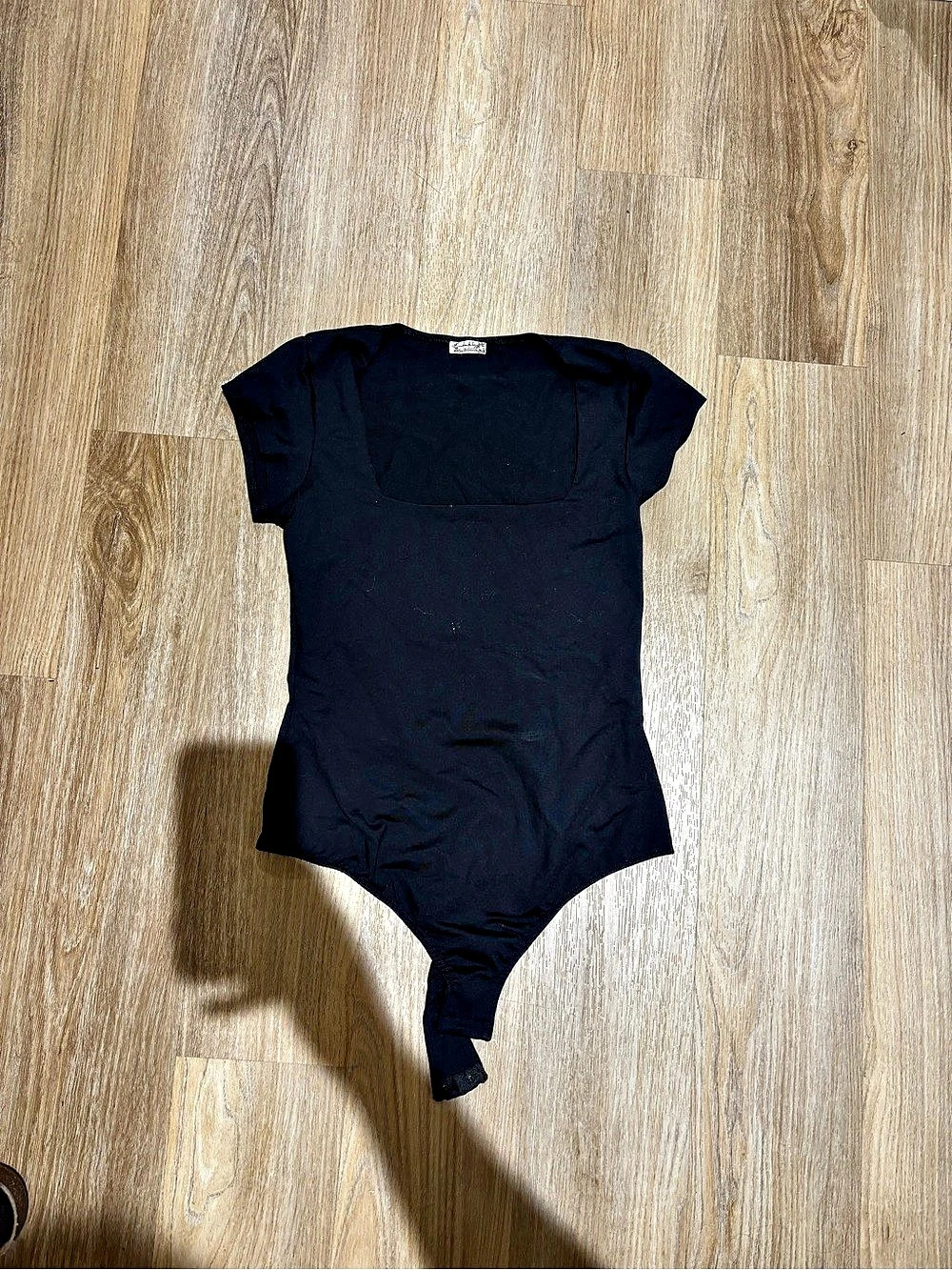 Free People Fair and Square Neck Duo Bodysuit Black